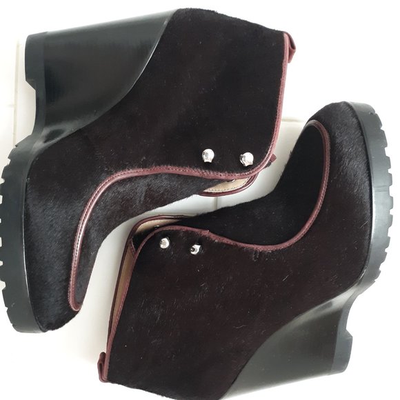 Marc Jacobs Chrome Dyed Calf Hair High Wedge Ankle Booties - Picture 5 of 6